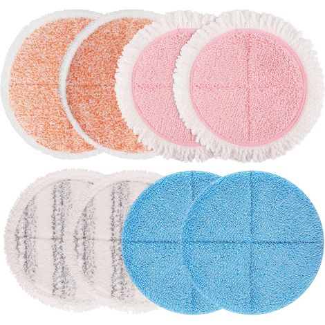 Lot de 8 Tampons de Rechange en Microfibre pour Balai de Vadrouille Électrique Rotatif - 7.28inch Tampons de Nettoyage pour Vadrouille à Vapeur