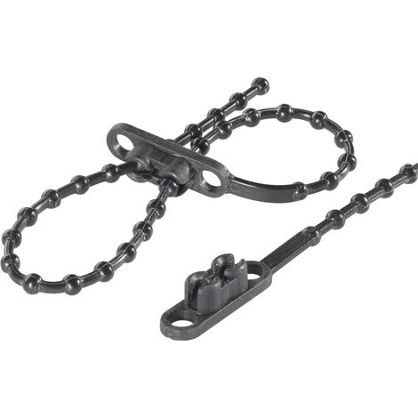 TRU COMPONENTS 1592905 TC-KTVR145BK203 Knotenband 145 mm 2 mm Schwarz mit Doppelkopf 100 St.