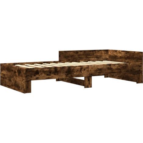 vidaXL Cadre de lit sans matelas chêne fumé 90x190cm bois d'ingénierie
