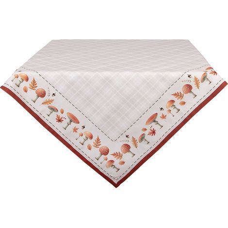 Nappe de Table Carrée en Coton Beige 100 x 100 cm, Facile à Nettoyer et Durable - PANGIVO (1/4)