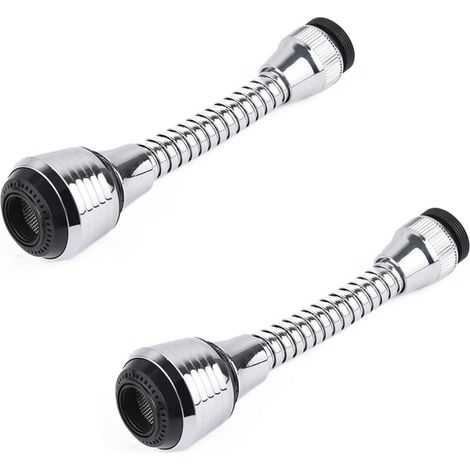 2 Pack Flexible Faucet Aerator, Faucet Spray Extension, 360° Rotatable Faucet Aerator, for Most Kitchen and Bathroom Faucets (2 Modes)