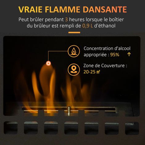 Cheminée bioéthanol sur pied - Design poêle à bois - Réservoir 1,2L - Autonomie 3h - Chauffage 25m² - 41x25x54cm (1/5)