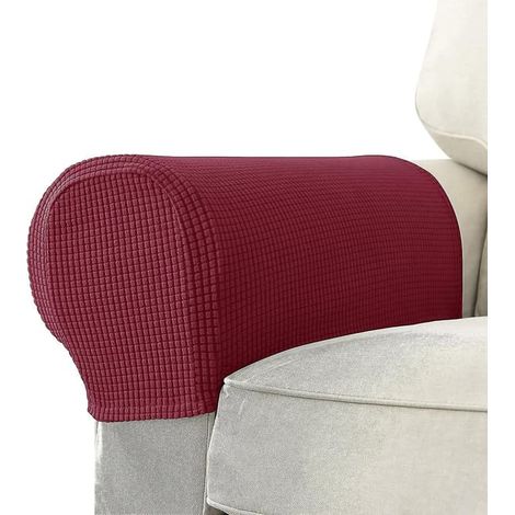 BelleRise - Housses extensibles pour accoudoirs de fauteuils et canapés (FMY) Bordeaux (1/5)