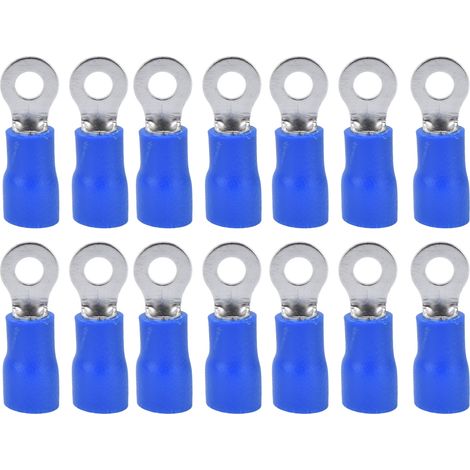 100 cosses à sertir pré-isolées en cuivre avec anneau en PVC pour câbles d'ordinateurs AWG 16-14 (1/5)