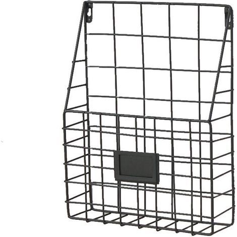 Wall-mounted magazine rack / newspaper holder (Black)