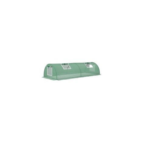 Mini serre tunnel Outsunny, serre en aluminium avec fenêtre en filet, film PE résistant aux UV, verte, 200 x 80 x 45 cm, idéale pour les plantes de jardin (1/5)