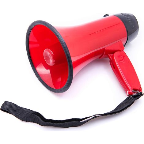 Mégaphone portable de 20 watts avec sirène/alarme intégrée, volume réglable et bandoulière. Puissant et léger. (1/5)