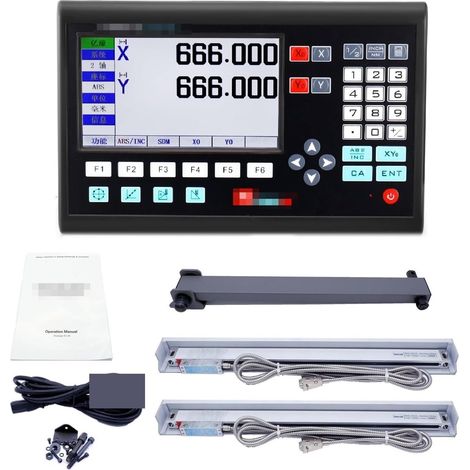 Échelle linéaire numérique Haute précision 2 axe LCD Lecture numérique et 2 pièces Capteur de codeur à balance linéaire de 0-1000mm for machine à rouler de fraisage pour la machine de tour de fraisage (1/5)