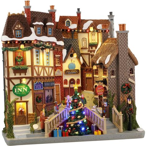 Lemax – Village de noël Oxfordshire à batterie 27x27x12 cm – Résine – Interrupteur On/Off – Alimentation 3 piles AA non incluses