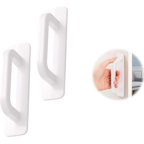 Set di 2 Maniglie di Porta del Balcone, Esterno, Maniglia di Porta, Maniglia, Porta Scorrevole autoadesiva per Mobili, Armadi, Finestre, Porte Scorrevoli (Bianco) (1/5)