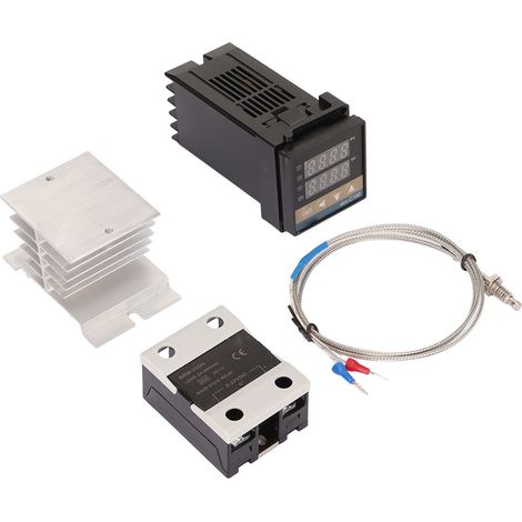 Controlador de temperatura PID con termopar tipo K, relé de sumidero de 25 A, soporte para termostato para aplicaciones agrícolas.