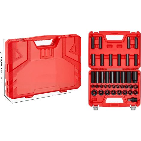 Jeu de douilles à chocs, tailles métriques, douilles profondes et peu profondes, 39pcs (1/2)