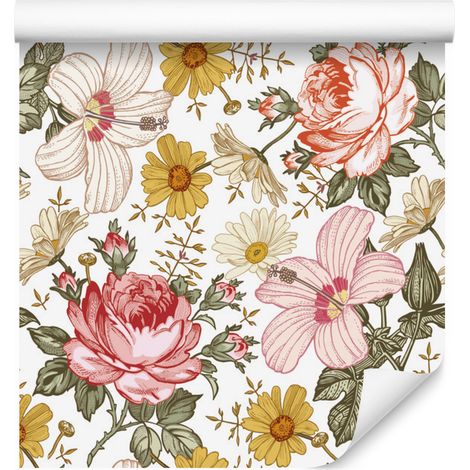 Papel pintado floral para salón y dormitorio, 50x1000 cm. (1/5)