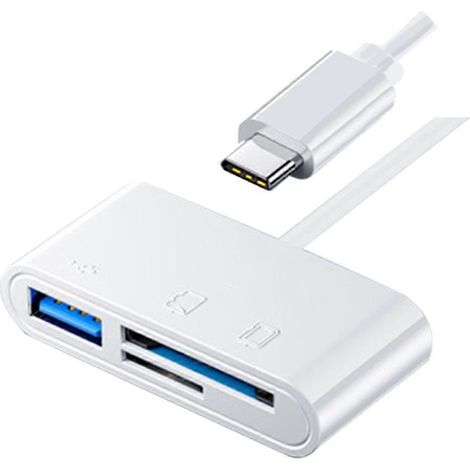 Adaptateur OTG USB-C vers lecteur de cartes TF/SD pour POCO 3 en 1 (connecteur USB-C vers USB-A B) (1/5)