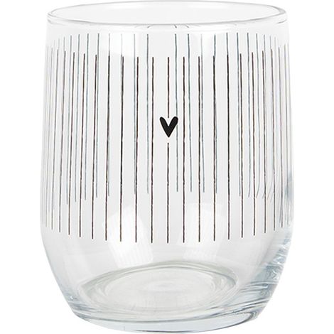 Verre à Eau Transparent en Verre avec Motif Cœur Noir Gobelet de Table 300 ml - PANGIVO (1/3)