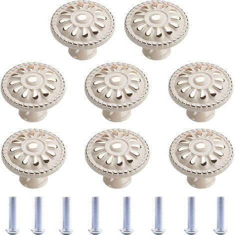 Bouton de Meuble 8 Pièces Poignée de Tirage de Tiroir Rond Boutons D'Armoire Bouton Tiroir Poignée de Meuble Cuisine Armoire à Tiroirs Porte Boutons Blanc Bouton de Meuble Vintage (1/5)