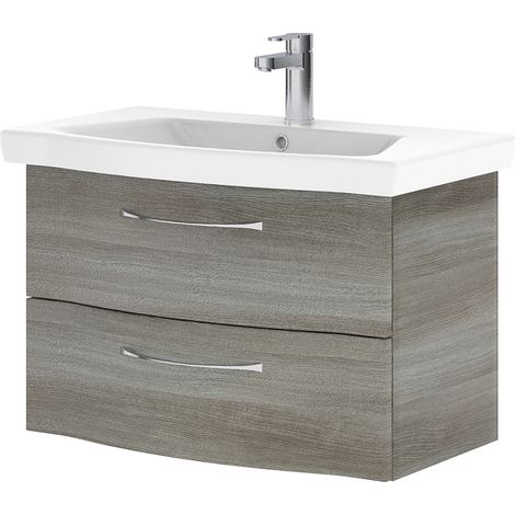 Badmöbel Waschtisch, 82cm, in Graphit Struktur quer Nb. SOLINGEN-66, B/H/T ca. 82/49/46 cm (1/5)