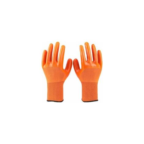 Gants de Travail Trempé et Respirant (12 Pairs, Size : 24cm) PVC imperméable et Huile épreuve épaissie Gants de Protection Orange, Forte Adhérence