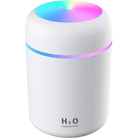 Air Humidifier, Mini Ultrasonic Humidifier with 2 Adjustable Mist Modes, USB Portable Humidifier for Car, Home, Office, Bedroom, White (1/5)