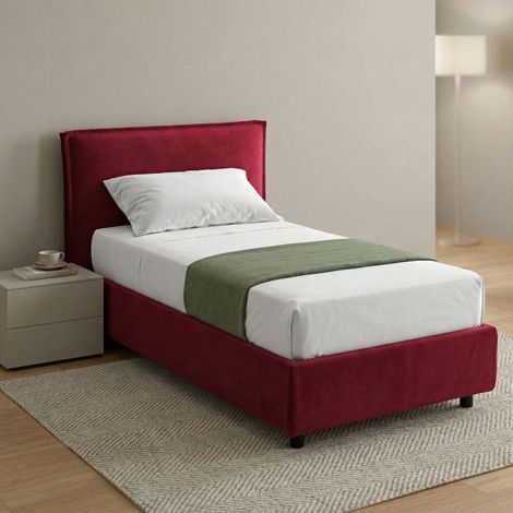 Letto Singolo Atrelmo, Materasso Incluso, Sfoderabile Made in Italy, Contenitore, Rosso (1/5)