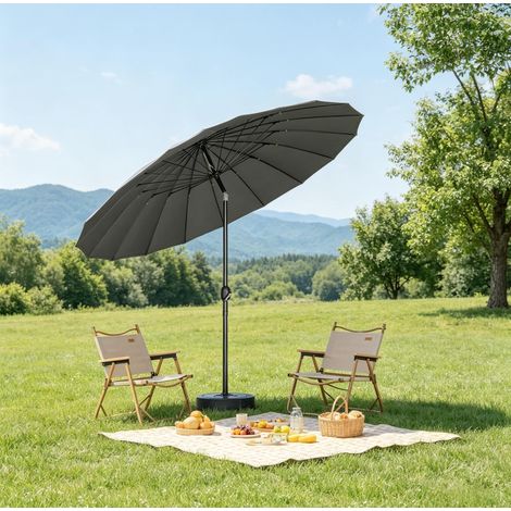 Parasol de jardin inclinable Ø 257 cm, hauteur 242 cm, gris foncé HAVRYA (1/5)
