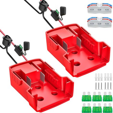 Set mit 2 Power Wheels-Adaptern für Milwaukee 18V-Akkus, Akkuadapter, 14 AWG Dock-Stromanschluss mit Sicherung und Schalter, Akku-Umrüstsatz, Adapter (1/5)