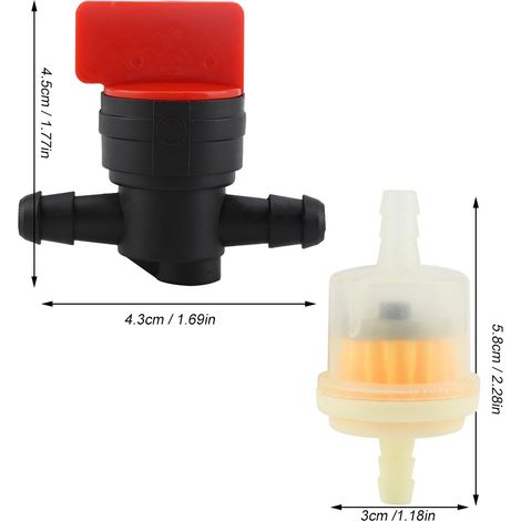 Kit Accessoire pour Tondeuse et Coupe-Bordure - Ensemble de Valves de Fermeture de Carburant et Filtres - 3 Valves, 3 Filtres, 6 Pinces - Plastique Haute Qualité - Compatible 494768/697947/698183. (1/5)