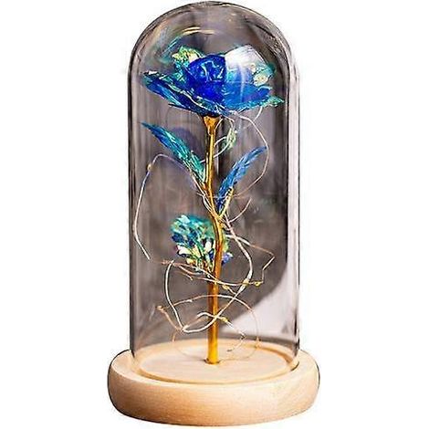 Lampe romantique et créative ornée de fleurs artificielles éternelles pour la Saint-Valentinbleu (1/5)