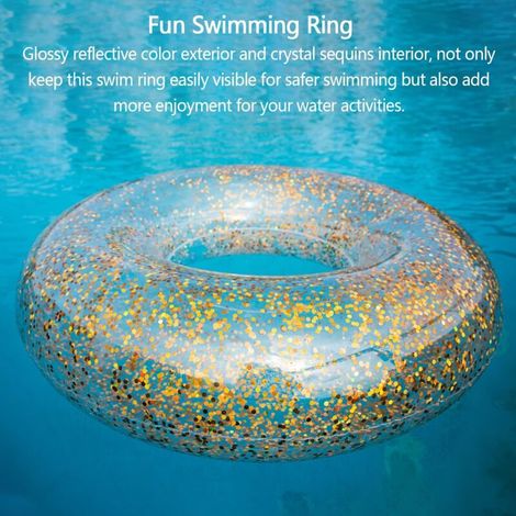 Bouée Paillette Bouée Gonflable Paillettes Hillylolly - Anneau De Natation Transparent - Pour Piscine Et Plage - Diam. 90cm, Charge 200kg Bouée Paillette Bouée Gonflable Paillettes Hillylolly - Anneau De Natation Transparent - Pour Piscine Et Plage - Diam. 90cm, Charge 200kg