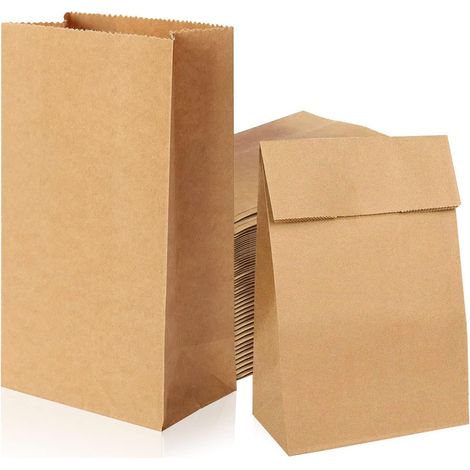 50 sachets en papier kraft, 9 x 17 x 5,5 cm, pour aliments secs, cadeaux, fêtes (1/5)