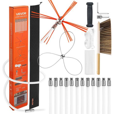 Entretien du Conduit Kit Ramonage 12 m avec Double Tête de Brosse Tiges en Nylon et Lunettes de Protection (1/5)