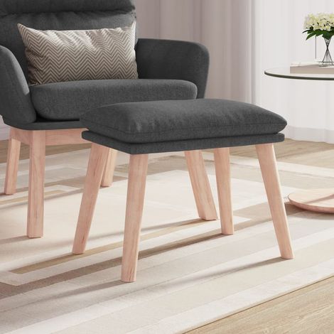 Repose-pieds en tissu gris foncé avec pieds en bois, 45 x 29,5 x 35 cm - PANGIVO (1/5)