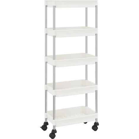 Maison Exclusive - Carrello da Cucina 5 Ripiani Bianco 42x29x128 cm Ferro e ABS (1/5)