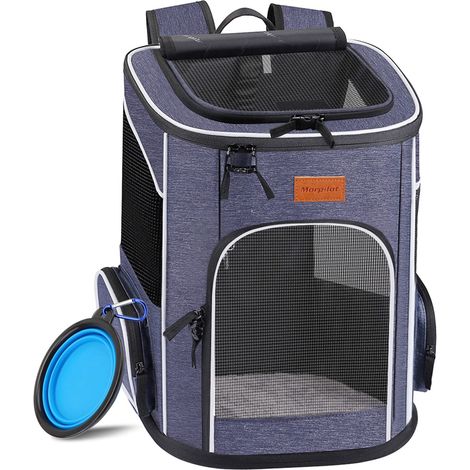 Morpilot Zaino per Cani e Gatti 7kg, Trasportino per Cani Taglia Piccola con Cinturino di Sicurezza Interno, Zaino Gatto per Viaggo e Campeggio, Portatile Zaino Cane con Design Ventilato (1/5)