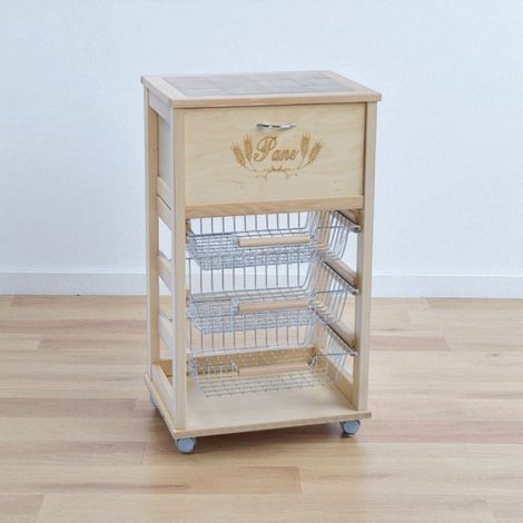 Carrello cucina portafrutta con portapane NATURALE (1/5)