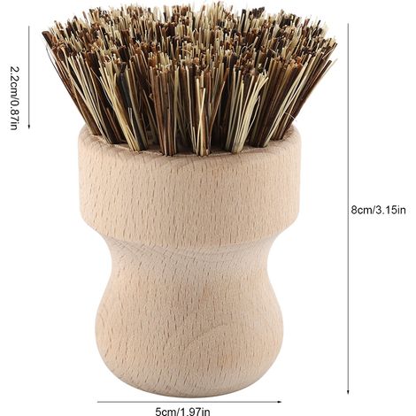 Brosette Écologique Sisal Érables pour Lavage Pot Vaisselle Légumes Naturel Bois 8x5cm (1/5)