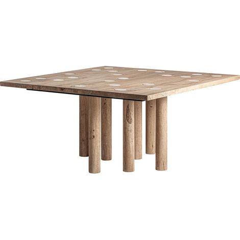 Table de salle à manger en bois de manguier finition vieilli - Marron clair bois vieilli (1/5)