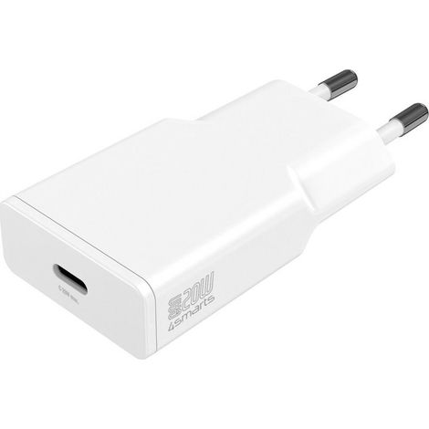 Kit caricabatterie da parete 4smarts PDPlug Slim 20W GaN USB-C + cavo USB-C da 1,5 m, colore bianco (1/5)