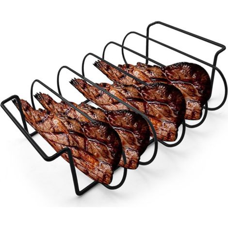 Porte-côtes en métal antiadhésif pour barbecue, support à steaks, outil de cuisson extérieur, accessoire de grillade pour cuisine et jardin (1/5)
