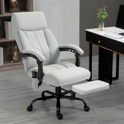 Fauteuil de bureau gris avec massage et fonction chauffante, repose-pieds, charge 120 kg (1/5)
