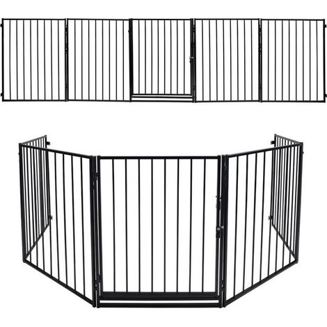 Einfeben – Barrière de sécurité pour chien 305cm – 5 panneaux préassemblés – Hauteur 76cm – Métal et plastique – Ouverture à 90 degrés (1/5)