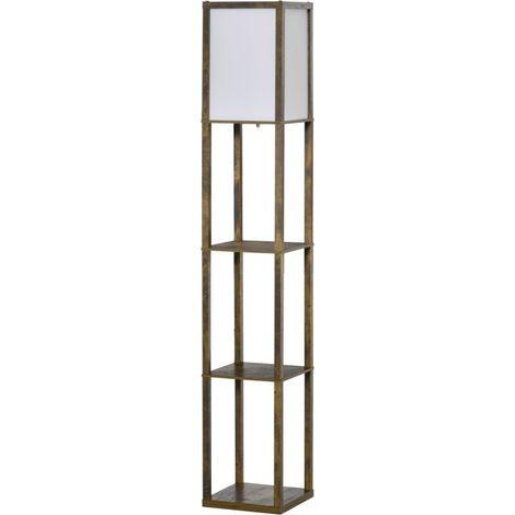 Lámpara de pie con estantes de madera 26 x 26 x 160 cm HOMVRA (1/5)