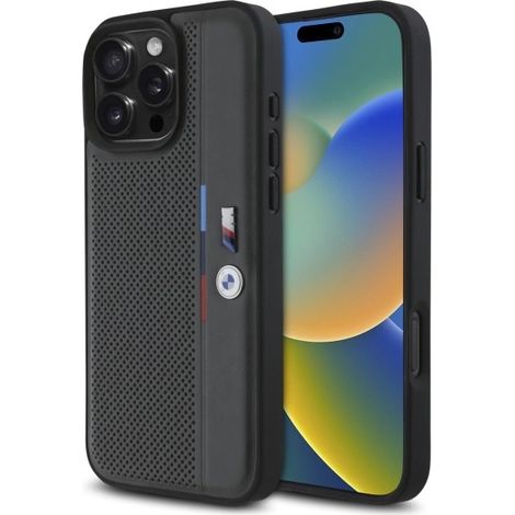 BMW BMHCP16X23PUPVA iPhone 16 Pro Max 6.9 antracita/antracita funda rígida M Línea de detalle tricolor perforada (1/5)