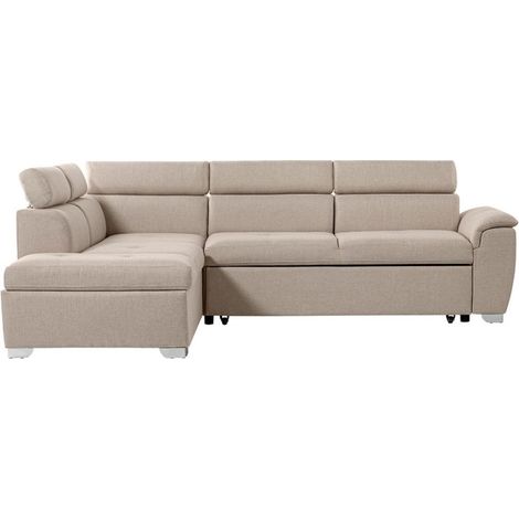 Canapé d'Angle Gauche Convertible "Gino" 261cm Beige (1/5)