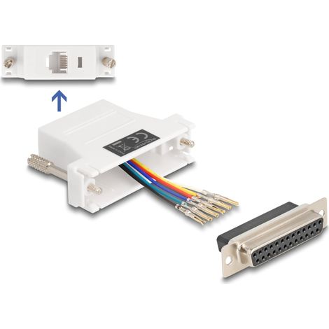 Delock D-Sub hembra de 25 pines a RJ12 hembra, kit de montaje blanco
