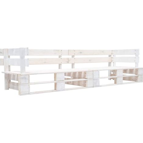vidaXL Canapé de jardin palette 2 places blanc bois (1/3)