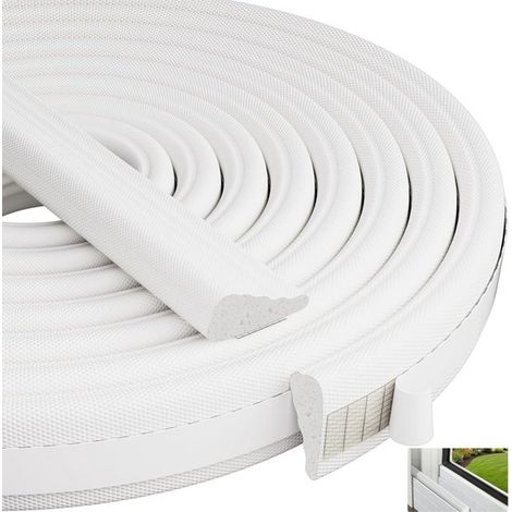 Tira de sellado autoadhesiva blanca en forma de cuña para puertas y ventanas, con aislamiento acústico y térmico. (1/5)