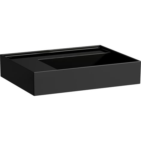 Lavabo KARTELL 600x460mm avec vidage à gauche ou à droite ou en haut, noir (1/4)