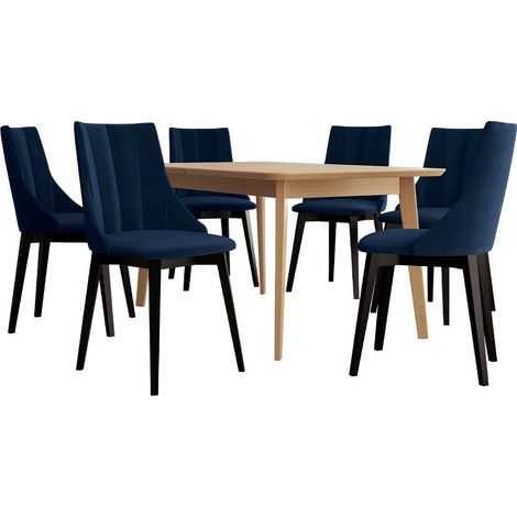 Conjunto de mesas y sillas para comedor Racine 139, Marrón, 76x80x140cm, Diámetro: 0, Número de asientos: 6, Estilo: Contemporary (1/5)