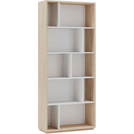 Estantería 5 alturas modelo 545 acabado roble claro/blanco. 191 cm(alto), 80 cm(ancho), 32 cm(fondo). (1/4)